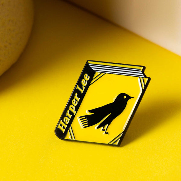 Harper Lee enamel book pin for independent bookstores and concept shops, illustration by Judy Kaufmann