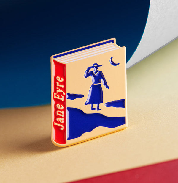 Jane Eyre enamel book pin for independent bookstores, illustration by Judy Kaufmann