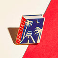 John Fante enamel book pin for independent bookstores, illustration by Judy Kaufmann