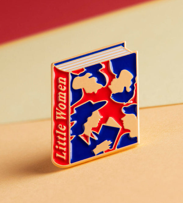 Little Women enamel book pin for independent bookstores, illustration by Judy Kaufmann