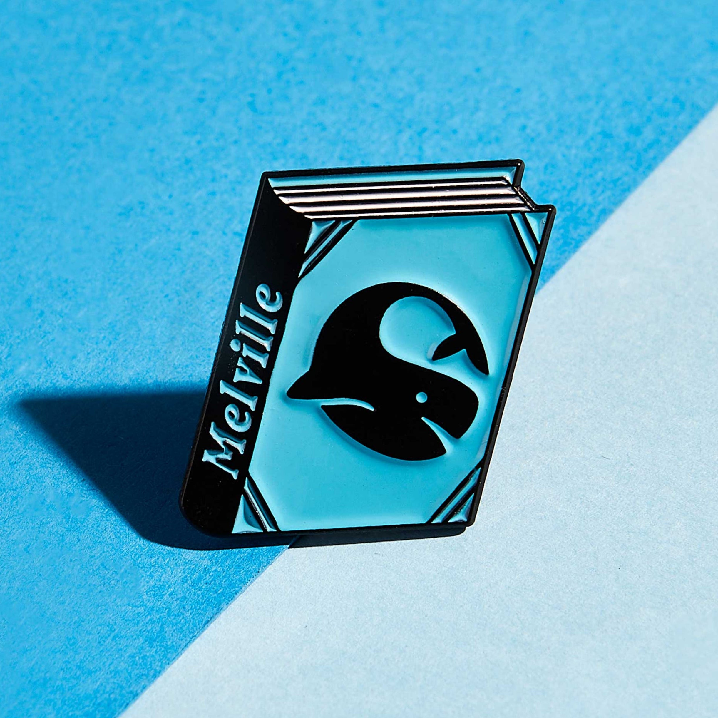 Melville enamel book pin for independent bookstores and concept shops, illustration by Judy Kaufmann