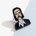 Nick Cave enamel icon pin for independent bookstores and concept shop, illustration by Judy Kaufmann