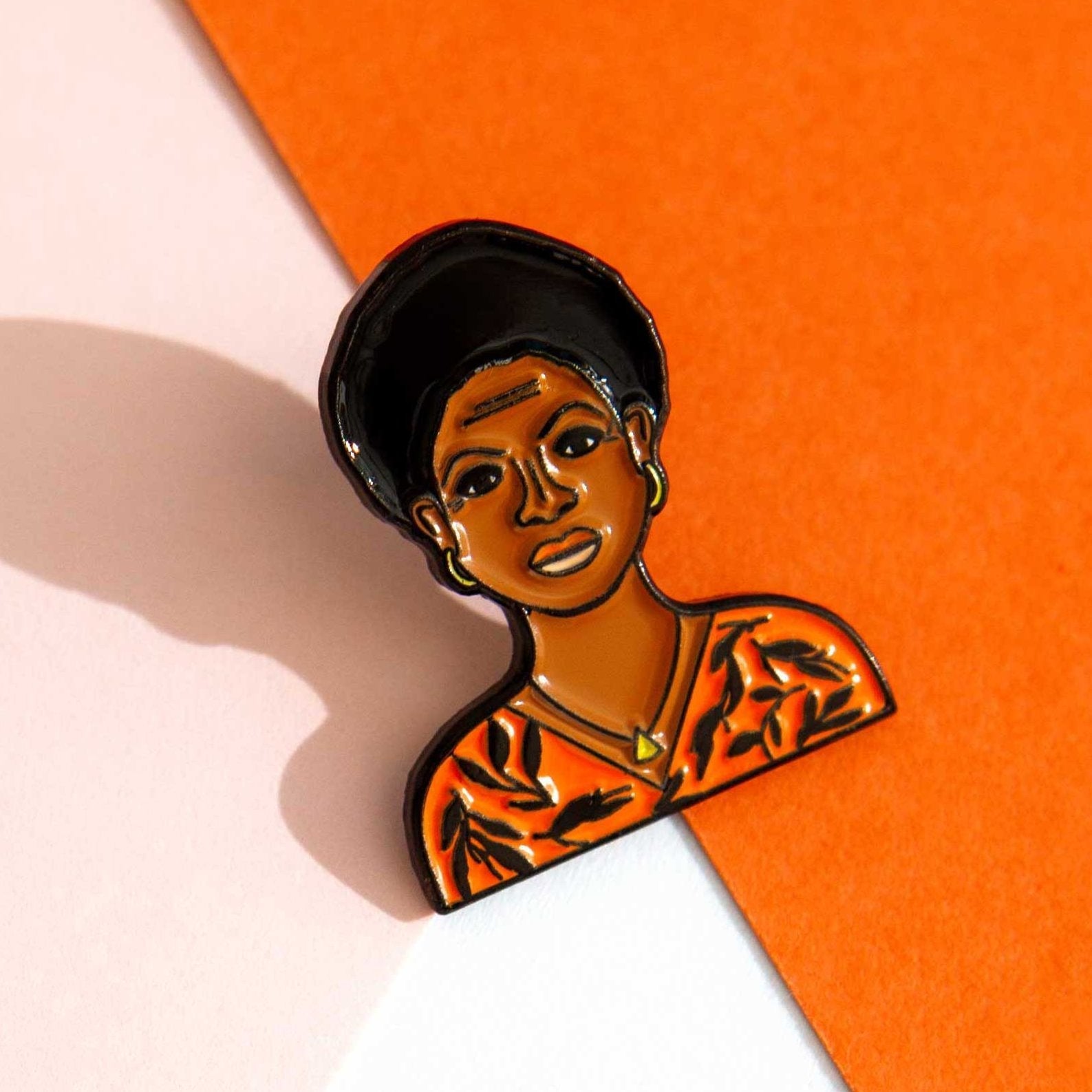 Nina Simone enamel icon pin for independent bookstores and concept shop, illustration by Judy Kaufmann