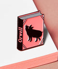 Orwell enamel book pin for independent bookstores and concept shops, illustration by Judy Kaufmann