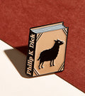 Philip K. Dick enamel book pin for independent bookstores and concept shops, illustration by Judy Kaufmann