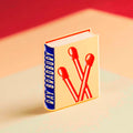 Ray Bradbury enamel book pin for independent bookstores, illustration by Judy Kaufmann