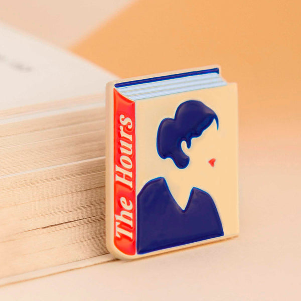 The Hours Michael Cunningham enamel book pin for independent bookstores and concept shop, illustration by Judy Kaufmann