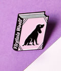 Virginia Woolf Flush enamel book pin for independent bookstores and concept shops, illustration by Judy Kaufmann